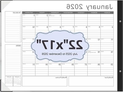 Bureaukalender 2025-2026 - Bureauonderlegger Kalender - Plannen en Organiseren - 18 Maanden Overzicht - 22 x 17 inch - Wit