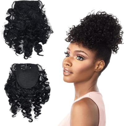 EGoods - Kinky krullende afro pony clip - zwart - haarverlengingen - Halloween - vrouwen