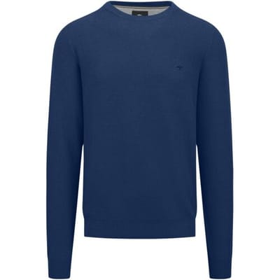 Fynch-Hatton Trui O-Neck Uni Color Fine Texture Night / male