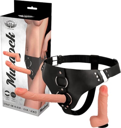 HARNESS ATTRACTION | Harness Attraction Murdock 1 + 1 Dong Flesh 19.8 + 15cm X 4cm | Dildo with Strap on Harness | BDSM | Fetish | Dildo