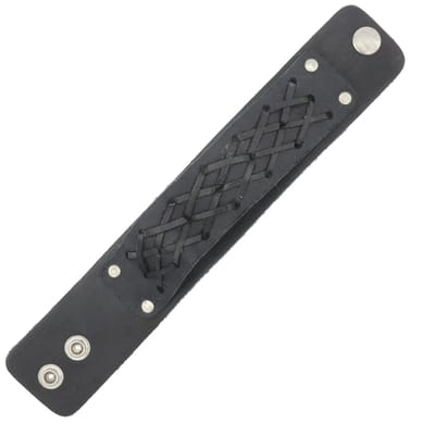 Behave - Armband heren zwart leer - lengte 18.5 cm tot 20.5 cm