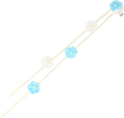Haarsoires Haarspeld Duckklem 3cm – Bloemen Linten 25cm – Wit Blauw - Sterke Haarclip voor Styling & Dagelijks Gebruik - Hair Clip - Decoratieve Haaraccessoire