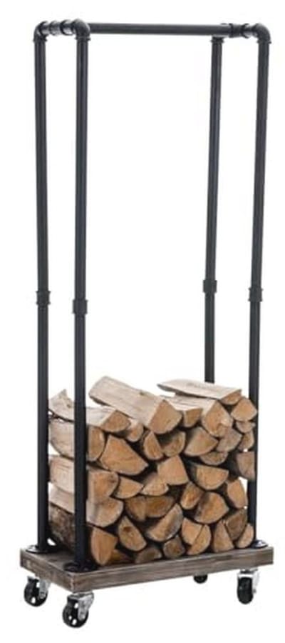 Houtopslag voor Binnen - Modern en Praktisch Brandhoutrek 60 x 30 x 150 cm - Zwart