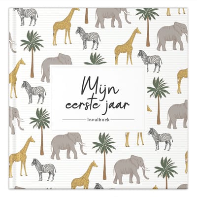 Fyllbooks - Baby Boek Mijn Eerste Jaar - Invulboek Baby - Jungle - Geschikt voor alle Gezinssamenstellingen