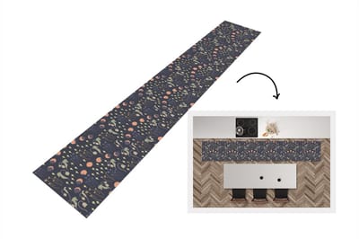 Keukenloper - Loper keuken - Ruimte - Maan - Sterren - Bloemen - Patroon - 300x50 cm - Keukenloper vinyl