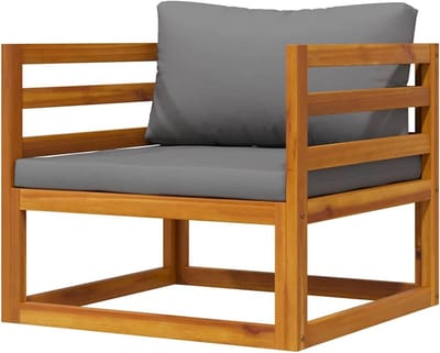 Tuinstoel met kussens - Balkonmeubelset Fauteuil - Buiten Zitten Ontspannen - Massief Acacia Hout - 72x72x60 cm - Donkergrijs