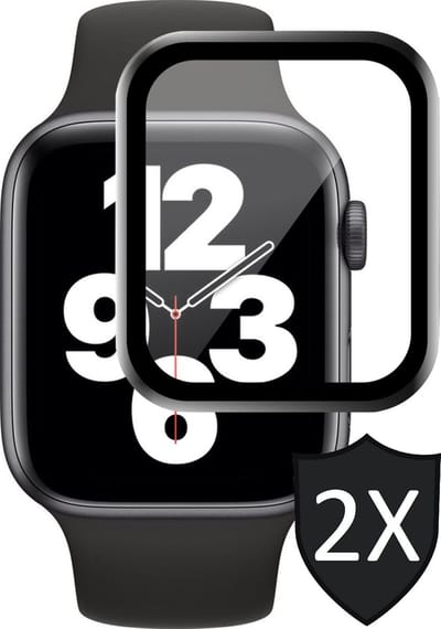 Screenprotector geschikt voor Apple Watch SE 44 mm - Full Screen Protector Glas - 2 Stuks