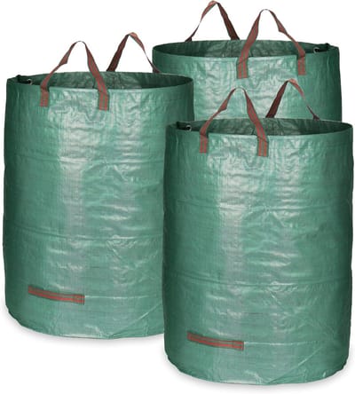 SnelShoppen - 3x XL Tuinafvalzakken - Vouwbare Tuinzak met Handvatten - Scheurvast Vouwbaar Afvalbak voor Bladeren, Groenafval en Tuinafval (300 L - 3