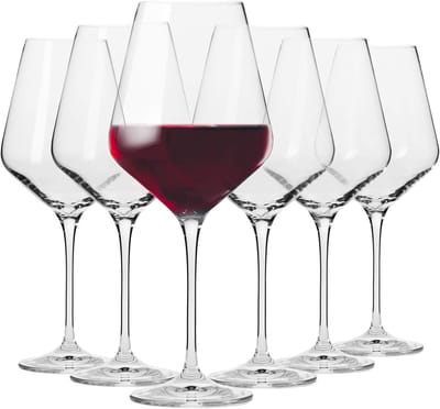 KROSNO | Rode Wijnglazen | Set van 6 - 490 ml | Avant-Garde Collectie | Loodvrij Kristalglas | Perfect voor Thuis, Restaurants en Feesten | Vaatwasser Veilig