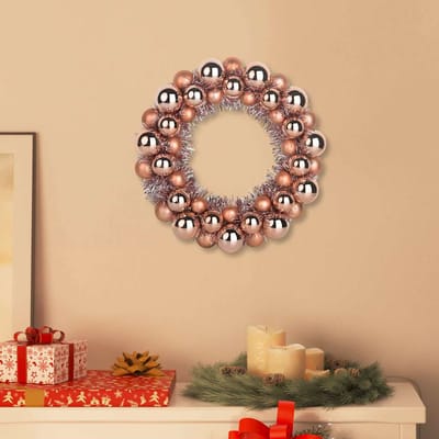 vidaXL - Kerstbal - Kransen - 2 - st - Rose - Gold - 33 - x - 33 - x - 7 - cm - Polystyreen