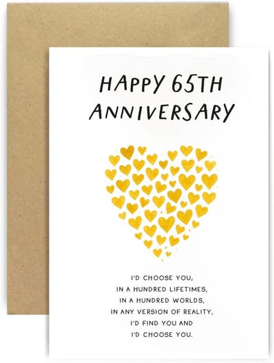 65e verjaardag kaart voor man of vrouw - 65 jaar liefde en jubileum
