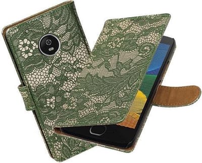 BestCases.nl Motorola Moto G5 Lace booktype hoesje Donker Groen
