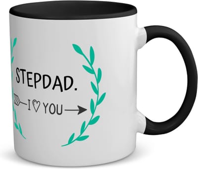 Akyol - stepdad i love you koffiemok - theemok - zwart - Papa - de liefste vader - vader cadeautjes - vaderdag - verjaardag - geschenk - kado - 350 ML inhoud