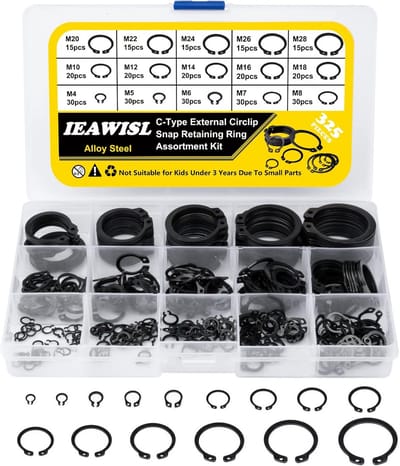 325-Delige Borgringenset Assortiment - Borgringen en E-clips van Gelegeerd Staal (4-28 mm)