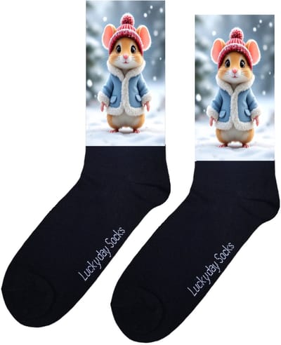Muis - Opkikker - Grappige sokken - Valentijns cadeau - Verjaardag cadeau - Sint cadeau - Leuke sokken - Sneeuw - Natuur - Vrolijke sokken - Cadeautje - Grappige cadeau - Kerstsokken - Vaderdag - Moederdag - Socks maken Happy - 37-44