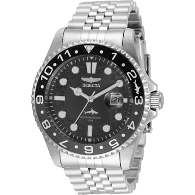 Invicta Pro Diver 35129 Heren Horloge - Waterdicht - Analoog - Quartz Uurwerk - Roestvrij Staal met zwarte Wijzerplaat - 43mm