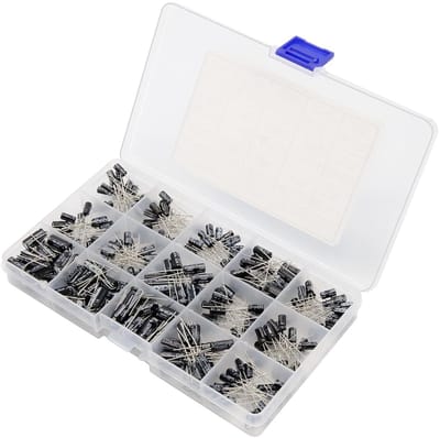 Complete set van 300 elektrolytische condensatoren van 0,1µF tot 470µF voor diverse toepassingen