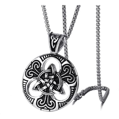 Collier pendentif rond nœud concentrique irlandais punk tendance rétro européen et américain pour homme gray