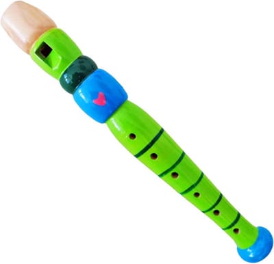 Houten Kinderfluitje met 6 Gaten in Groen, Ideaal voor Muziekonderwijs