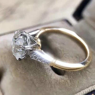 Sterling Ronde Zirconia Ringen voor Vrouwen Bruiloft Verlovingsring Elegante Accessoires Nieuwe Trendy Tweekleurige Sieraden 9 gray