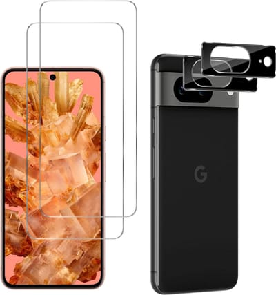 Screenprotector geschikt voor Google Pixel 8 - 2 stuks Beschermglas van glas Transparante glazen schermbeschermfolie + 2 stuks Camera Protector