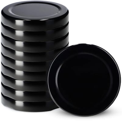 KADAX Schroefdeksel fi53 mm, metalen twist-off-deksel, geschikt voor 115 ml potten, reservedeksel met 4 vergrendeltanden, deksel voor flessen en weckpotten (10 stuks, zwart)
