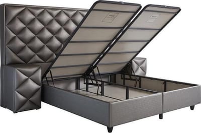 Eric kuster Style Boxspring – Boxspring met opbergruimte 160x200 inclusief Micropocket matras 30cm Havana - 1x Nachtkasje 1x voetbank