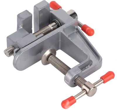 Dailygoods - Kleine tafelklem - Mini-bankschroef - Voor dagelijks klussen - Zilver - Handig voor hobby en elektronica - Geschikt voor werkbank en mode...