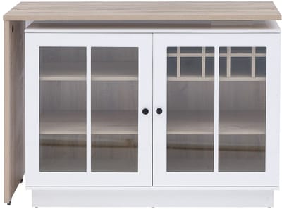 Vente-unique Draaibaar barmeubel met opbergruimte - Wit en naturel - ARAMETA L 245 cm x H 95 cm x D 45 cm