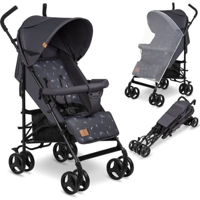 Lionelo Elia - Buggy - Lichte 7kg en Duurzame Kinderwagen - Paraplu Buggy - 5-Punts Gordel - Rijke set - Grote Mand - Muskietennet - Geschikt voor Kinderen tot 15 kg - Verstelbare rugleuning tot Ligpositie en voetensteun - van 6 maanden tot 5 jaar