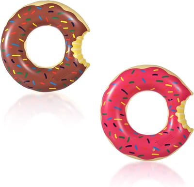 et van 2 Donut Zwemringen 70 cm (Roze & Chocolade) – Leuke, Extra Dikke en Lekkagebestendige Zwembandjes voor Kinderen