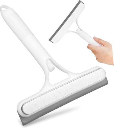 Glasreinigingsset - Wisser Sponsborstel - Raamreiniging Thuis - 2-in-1 Multifunctioneel - 26.5 x 21.5 cm - Wit