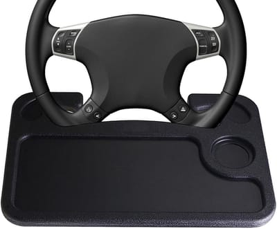 Multifunctionele autotafel - Stuurwiel bureau - Eten en werken - Dubbelzijdig ontwerp - Universele pasvorm - Zwart
