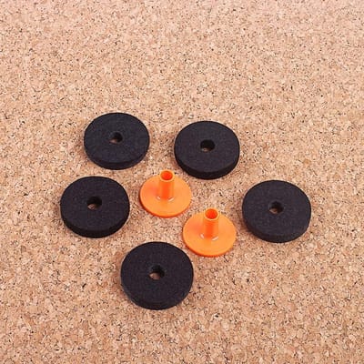 5-delige drumset met klemstandaard, 10mm dikke viltringen en 2 plastic lange flens voor cimbalen