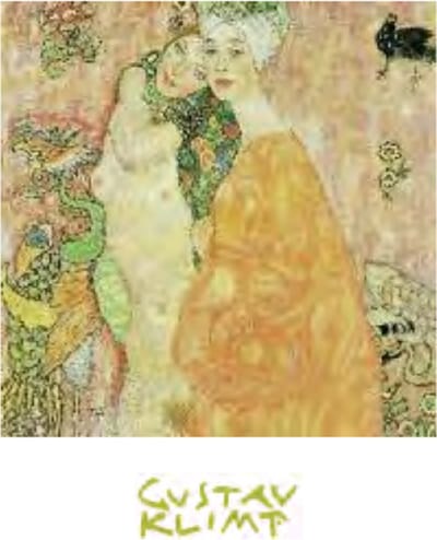 Mini kunstposter - Gustav Klimt - Vriendinnen - 24x30 cm