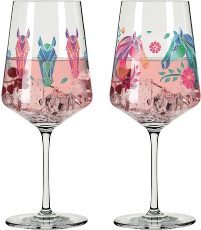 Ritzenhoff Cocktailglazen - Geometrisch Paarden Design - 2 Stuks -Kristalglas - 544 ml - Voor Gin-Tonic, Aperol Spritz, Wijn en Meer - Geschikt voor de Vaatwasser