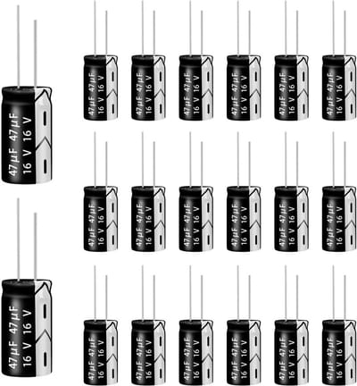20x Elektrolytische Condensator 47uF 16V - Aluminium Elco 5x11mm voor Elektronica