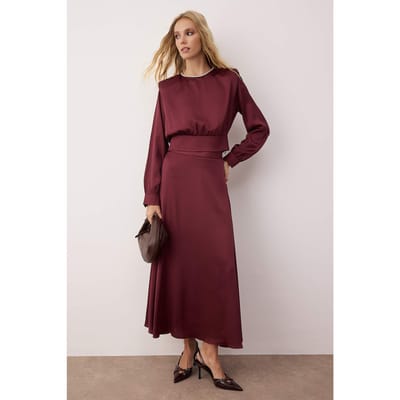 Paarse platte maxi-jurk voor dames, geschikt voor casual gebruik, skatermodel en avondjurk met hijab