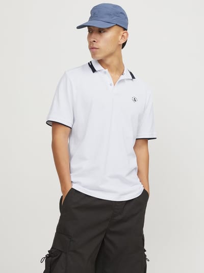 Jack & Jones Poloshirt Jcohass Logo Polo Ss Ln 12252395 White Mannen Maat - S