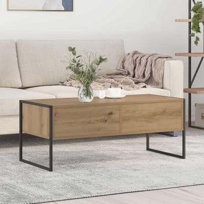 vidaXL - Salontafel - Ambachtelijk - Eiken - 100 - x - 46 - x - 40 - cm - Bewerkt - hout