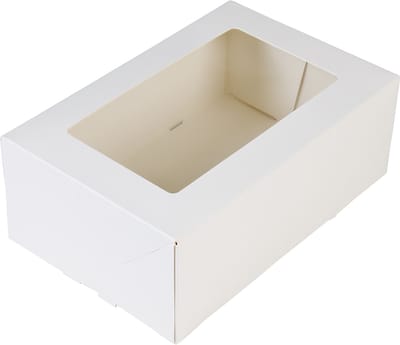 BrandNewCake® Taartdoos - Met Venster - 24x16x9 cm - Taartdoos Karton - Cakedoos - 3 Stuks - Wit