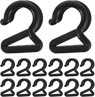 Dailygoods- Haken 20 stuks - Zwarte Kunststof Haken - Luifelclips - Montageclips - Duurzaam - Stevig en Stabiel - Tentclips