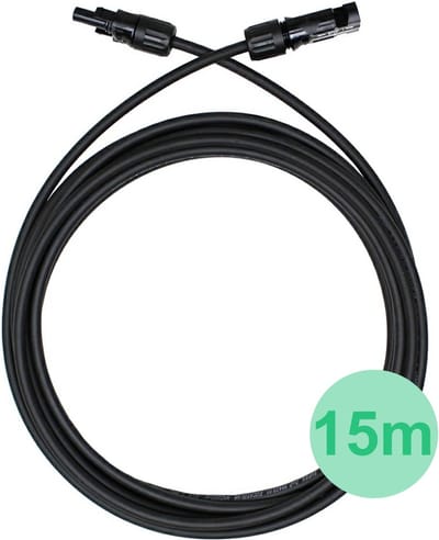 Solar kabel - MC Connector - 4mm zwart 15 meter met MC4 stekkers - Zonnepanelen Stekkers - MC4 Kabel - Zonnepaneel Kabel