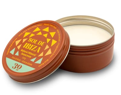 Sol de Ibiza - Face - Body Cream Mini SPF30 30 g - Natuurlijke Minerale Zonnebrand voor Onderweg - Waterbestendig - Vegan en Parfumvrij