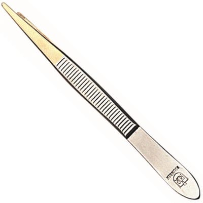 RÖR Solingen Epileer Tweezer / Pincet – 75 mm – Spits – RVS – Verguld
