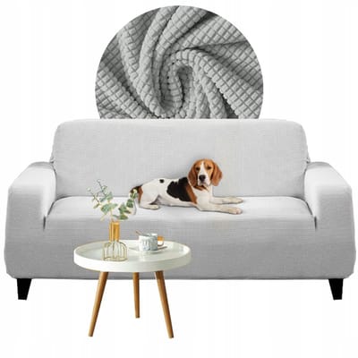 Hoes voor 4-persoons bank (235-300cm) - Lichtgrijs Jacquard