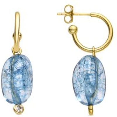 Luxenter Sterling Zilver 925 en Donkerblauw Kristal 18k goud afgewerkt oorbellen - Xiua