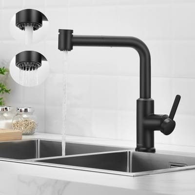 CECIPA max Keukenkraan met Uittrekbare Uitloop - Keukenmengkraan - Handdouche met 2 straalsoorten - Flexibele Slang – waterbesparende keuken kraan - wastafel – Zwart