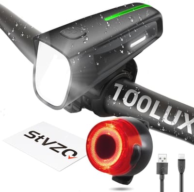 Fietsverlichtingsset 100 Lux - USB-C Oplaadbare LED Lamp - StVZO Goedgekeurd - IPX5 Waterdicht