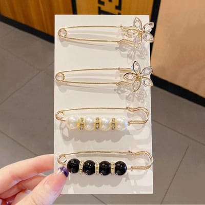 Lot de 3/6 broches pour vêtements pour femmes, broches en perles et strass pour femmes, épingle à revers, épingle à taille resserrée, accessoires de bricolage